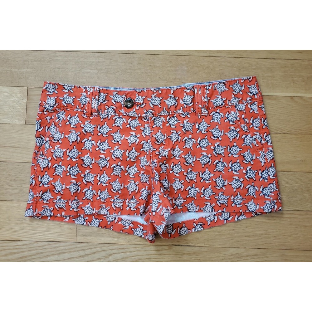 Red Camel Women's Size 9 Orange Turtle Print‎ Shorts